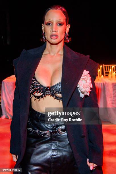 Dascha Polanco attends the Willy Chavarria fashion show at 67 West in Brooklyn on February 09, 2024 in New York City.