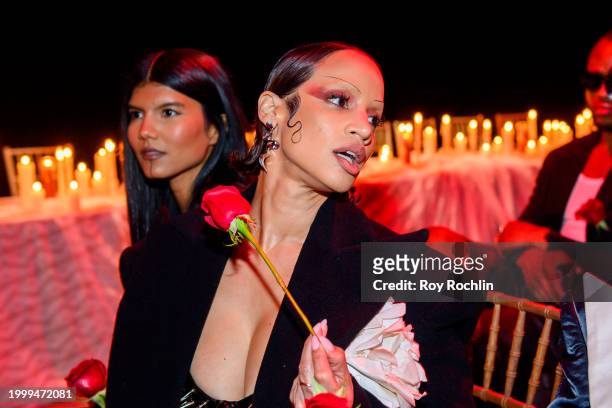 Zaya Guarani and Dascha Polanco attend the Willy Chavarria fashion show at 67 West in Brooklyn on February 09, 2024 in New York City.