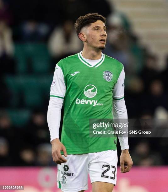 Nectarios Triantis in action for Hibernian during a cinch Premiership match between Hibernian and Celtic at Easter Road Stadium, on February 07 in...