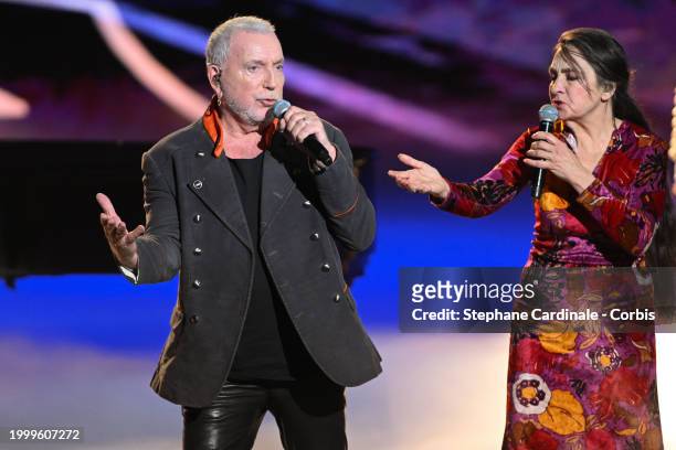 Bernard Lavilliers and Catherine Ringer perform during the 39th "Les Victoires De La Musique" Award Ceremony on February 09, 2024 in Paris, France.