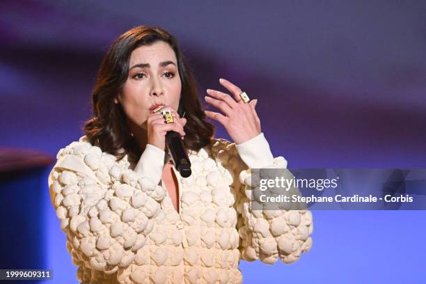 Olivia Ruiz performs during the 39th "Les Victoires De La Musique" Award Ceremony on February 09, 2024 in Paris, France.