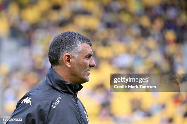 John Aloisi, coach of Western United during the A-League Men round 16 match between Wellington Phoenix and Western United at Sky Stadium, on February...