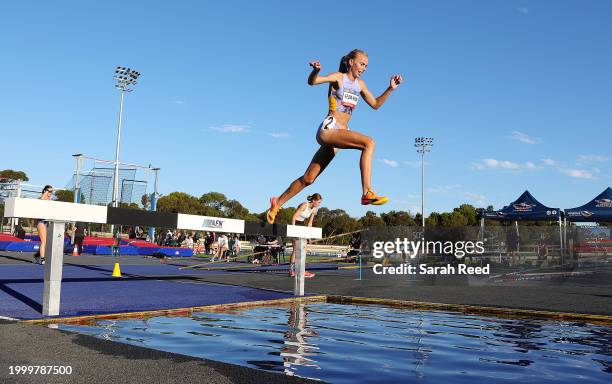 Cara FEAIN-RYAN of Australia during the Women's 3000m Steeplechase during the 2024 Chemist Warehouse Adelaide Invitational at SA Athletics Stadium on...