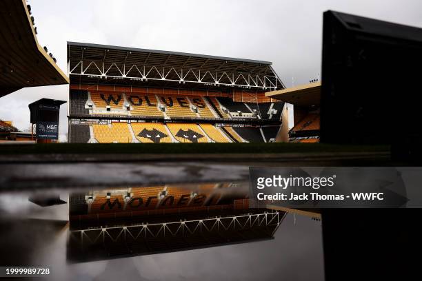 General view inside the stadium ahead of the Premier League match between Wolverhampton Wanderers and Brentford FC at Molineux on February 10, 2024...