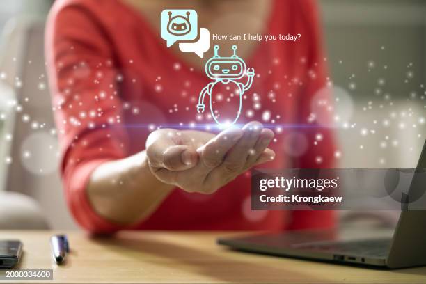 virtual assistant on internet. - chatbot stock-fotos und bilder