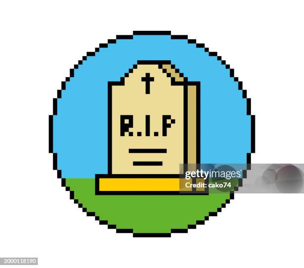 tombstone pixel illustration - granite stock illustrations