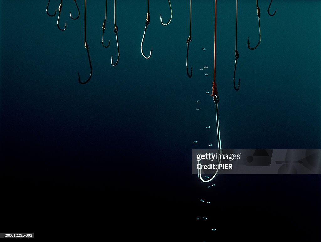 Fishing hooks under water