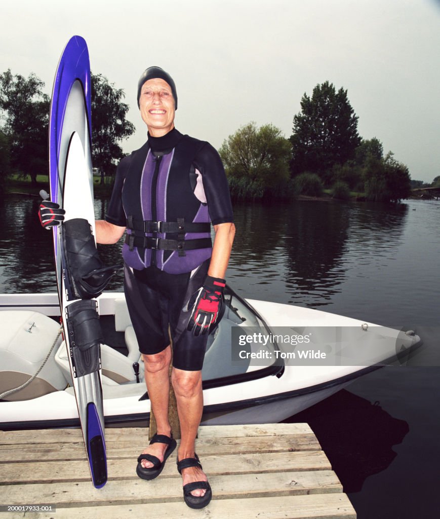 Mature female waterskier, portrait