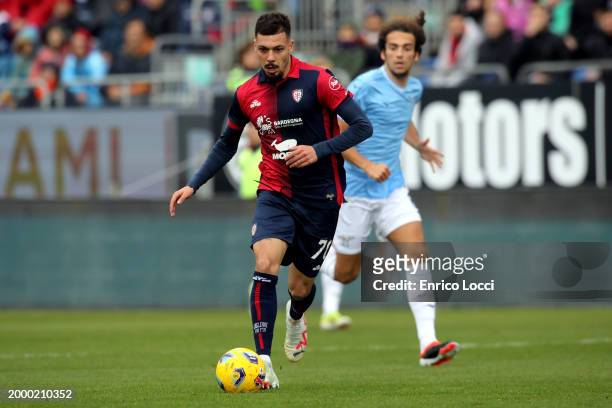 Gianluca Gaetano of Cagliari in action during the Serie A TIM match between Cagliari and SS Lazio - Serie A TIM at Sardegna Arena on February 10,...