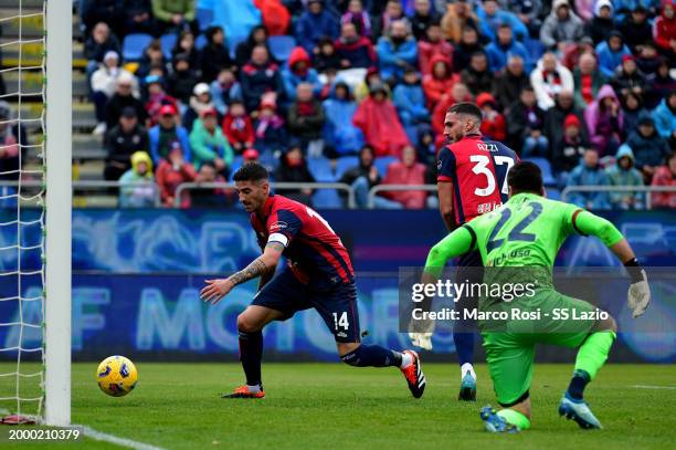 Alessandro Deiola of Caglari scores an own goal during the Serie A TIM match between Cagliari and SS Lazio at Sardegna Arena on February 10, 2024 in...