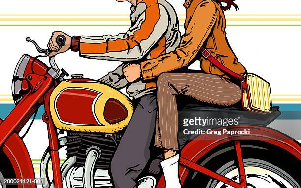 Couple Riding Motorcycle Mid Section Side View High-Res Vector Graphic -  Getty Images