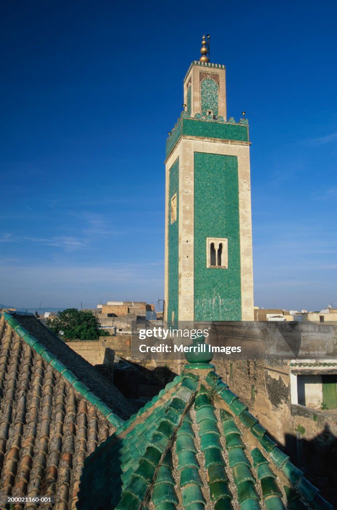 Morocco, Meknes, green-tiled building
