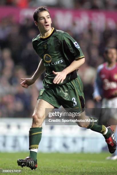 Adam Drury of Norwich City running during the Premier League match between Aston Villa and Norwich City at Villa Park on January 15, 2005 in...