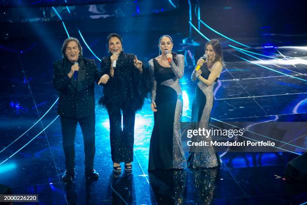 Italians singers Angelo Sotgiu and Angela Brambati by Ricchi e Poveri and italian singers Paola e Chiara at 74 Sanremo Music Festival. Fourth...