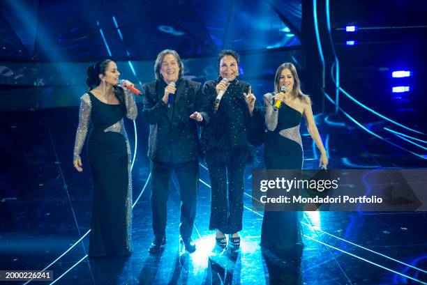 Italians singers Angelo Sotgiu and Angela Brambati by Ricchi e Poveri and italian singers Paola e Chiara at 74 Sanremo Music Festival. Fourth...