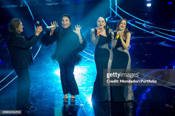 Italians singers Angelo Sotgiu and Angela Brambati by Ricchi e Poveri and italian singers Paola e Chiara at 74 Sanremo Music Festival. Fourth...