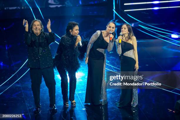 Italians singers Angelo Sotgiu and Angela Brambati by Ricchi e Poveri and italian singers Paola e Chiara at 74 Sanremo Music Festival. Fourth...