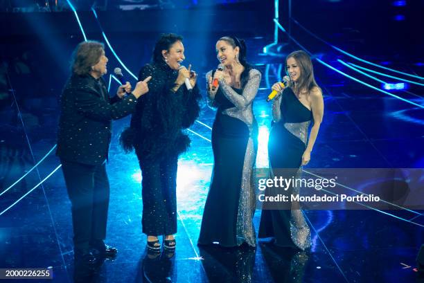 Italians singers Angelo Sotgiu and Angela Brambati by Ricchi e Poveri and italian singers Paola e Chiara at 74 Sanremo Music Festival. Fourth...