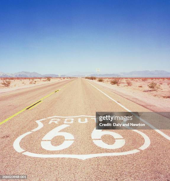 usa, california, route 66 markings on road - route 66 stock pictures, royalty-free photos & images