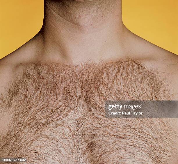 man with hairy chest, close-up - chest torso 個照片及圖片檔