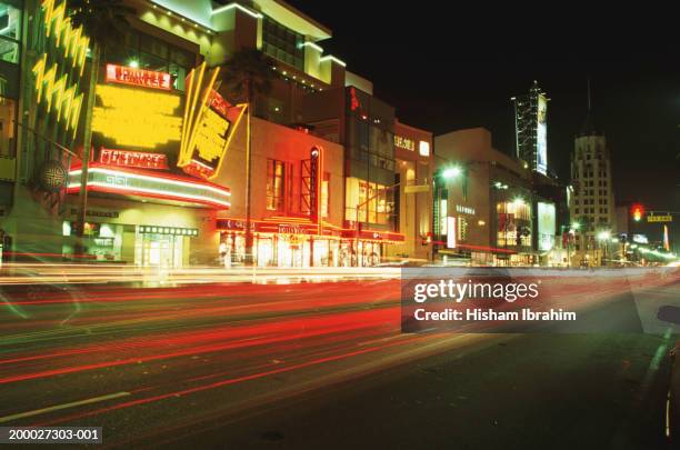 usa, california, los angeles, hollywood boulevard (long exposure) - hollywood blvd stock pictures, royalty-free photos & images