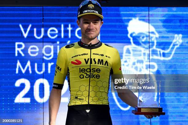 Tosh Van Der Sande of Belgium and Team Team Visma | Lease a Bike celebrates at podium as Marco Pantani rize winner during the 40th Vuelta Ciclista a...