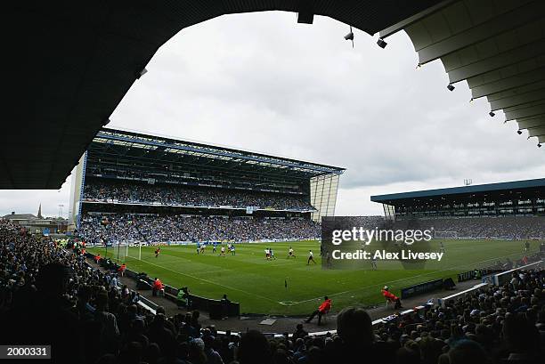 General view of Maine Road as it hosts it's last league game for Manchester City during the FA Barclaycard Premiership match between Manchester City...