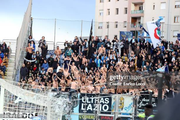 Supporters of Lazio during the Serie A TIM match between Cagliari and SS Lazio - Serie A TIM at Sardegna Arena on February 10, 2024 in Cagliari,...