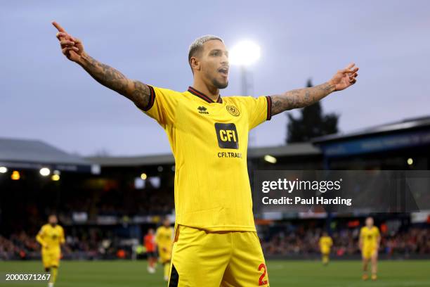 Vinicius Souza of Sheffield United celebrates scoring his team's second goal during the Premier League match between Luton Town and Sheffield United...