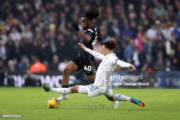 Ethan Ampadu of Leeds United tackles Peter Kioso of Rotherham United during the Sky Bet Championship match between Leeds United and Rotherham United...