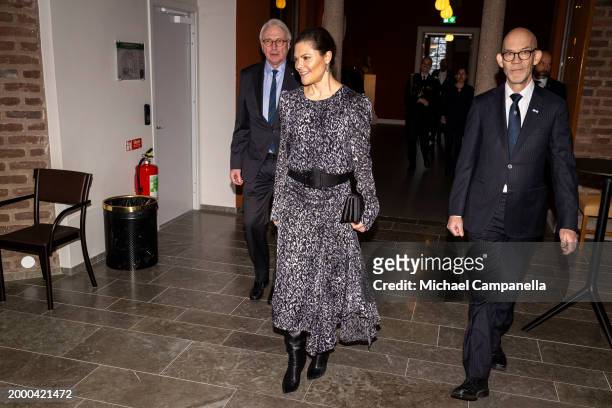 Crown Princess Victoria of Sweden attends the inauguration of the Anthropocene Laboratory at the Royal Swedish Academy of Sciences on February 13,...