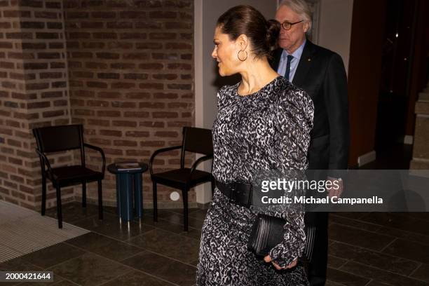 Crown Princess Victoria of Sweden attends the inauguration of the Anthropocene Laboratory at the Royal Swedish Academy of Sciences on February 13,...