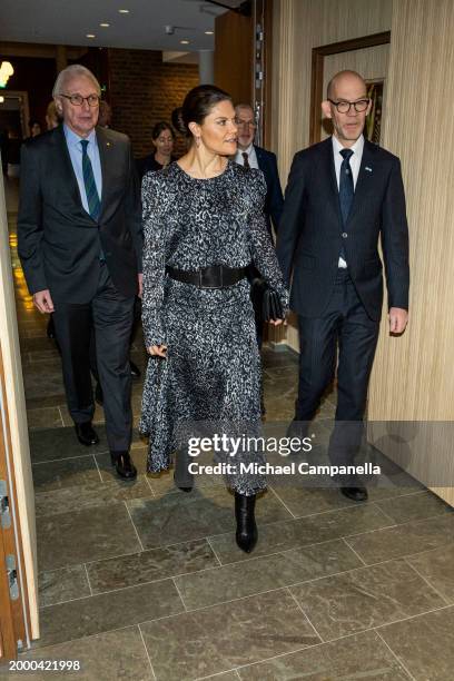 Crown Princess Victoria of Sweden attends the inauguration of the Anthropocene Laboratory at the Royal Swedish Academy of Sciences on February 13,...