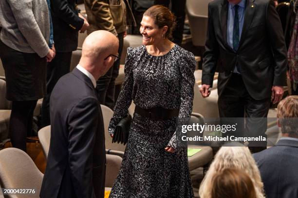 Crown Princess Victoria of Sweden attends the inauguration of the Anthropocene Laboratory at the Royal Swedish Academy of Sciences on February 13,...