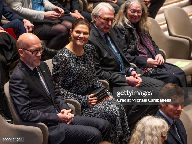 Crown Princess Victoria of Sweden attends the inauguration of the Anthropocene Laboratory at the Royal Swedish Academy of Sciences on February 13,...