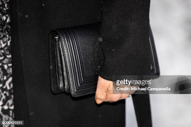 Handbag worn by Crown Princess Victoria of Sweden while attending the inauguration of the Anthropocene Laboratory at the Royal Swedish Academy of...