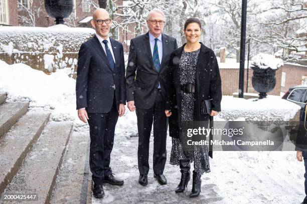 Crown Princess Victoria of Sweden attends the inauguration of the Anthropocene Laboratory at the Royal Swedish Academy of Sciences and is greeted by...