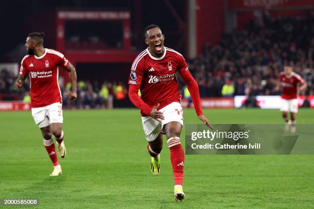 Callum Hudson-Odoi of Nottingham Forest celebrates scoring his team's second goal during the Premier League match between Nottingham Forest and...