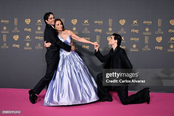 Javier Ambrossi, Ana Belén and Javier Calvo attend the red carpet at the Goya Awards 2024 at Feria de Valladolid on February 10, 2024 in Valladolid,...