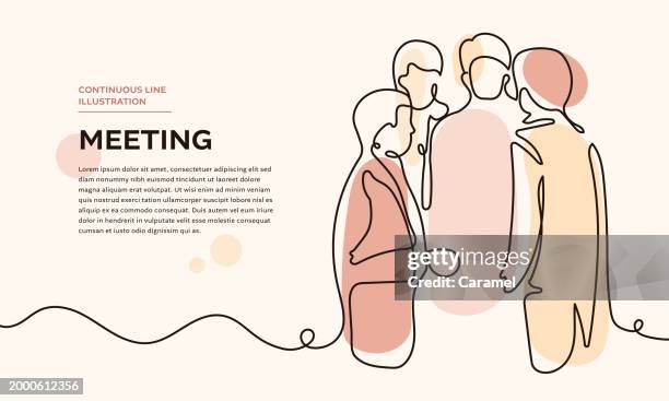 ilustrações, clipart, desenhos animados e ícones de ilustração da linha contínua da reunião - desenho de linha contínua