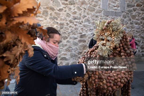 Several people during the Harramachos festival on February 10 in Navalacruz, Avila, Castilla y Leon, Spain. The Harramachos festival is a Carnival...