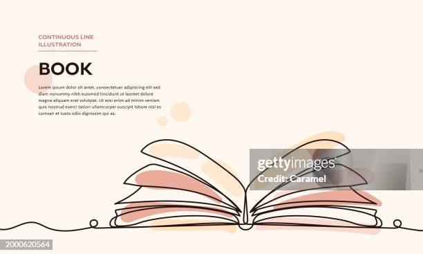 book continuous line icon - library abstract stock illustrations