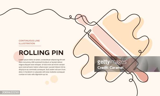 rolling pin continuous line illustration - pastry dough stock illustrations