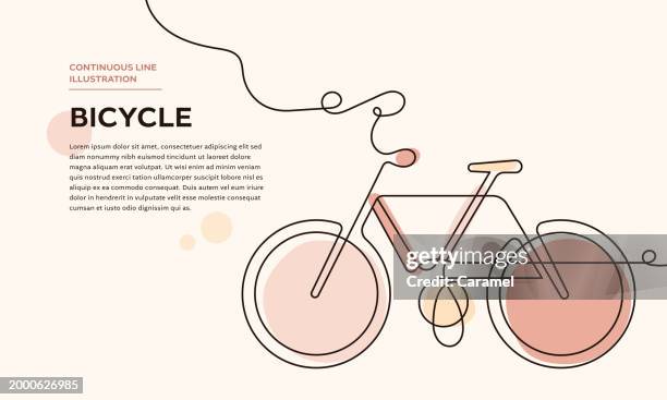 illustrazioni stock, clip art, cartoni animati e icone di tendenza di icona della linea continua della bicicletta - disegno a tratto continuo
