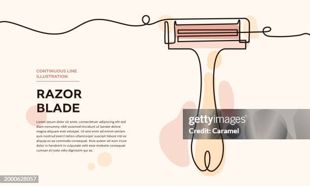 razor blade continuous line illustration - brushed steel stock illustrations