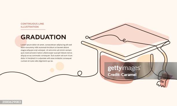 stockillustraties, clipart, cartoons en iconen met graduation continuous line illustration - master of business administration