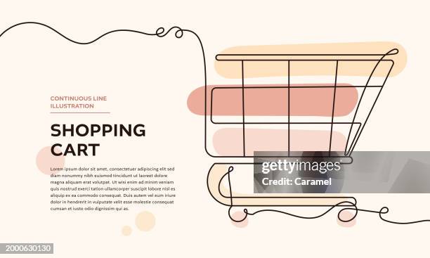 ilustrações de stock, clip art, desenhos animados e ícones de shopping cart continuous line illustration - compras