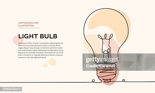 Light Continous Line Light Bulb Continuous Line Illustration High-Res Vector Graphic - Getty ...