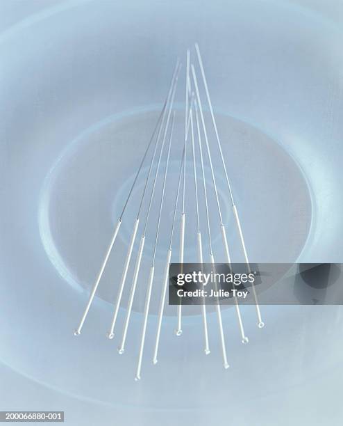 acupuncture needles resting on dish - acupuncture needle 個照片及圖片檔