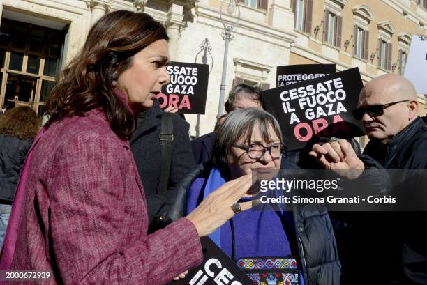Laura Boldrini along with parliamentarians participates in the Flash Mob in front of Montecitorio, to ask for a ceasefire and a stop to the bombings...